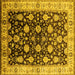 Square Machine Washable Oriental Yellow Traditional Rug, wshurb2949yw