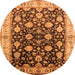 Round Machine Washable Oriental Orange Traditional Area Rugs, wshurb2949org