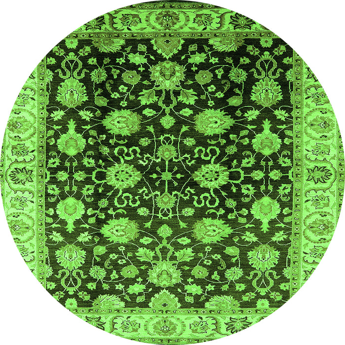 Round Oriental Green Traditional Rug, urb2949grn