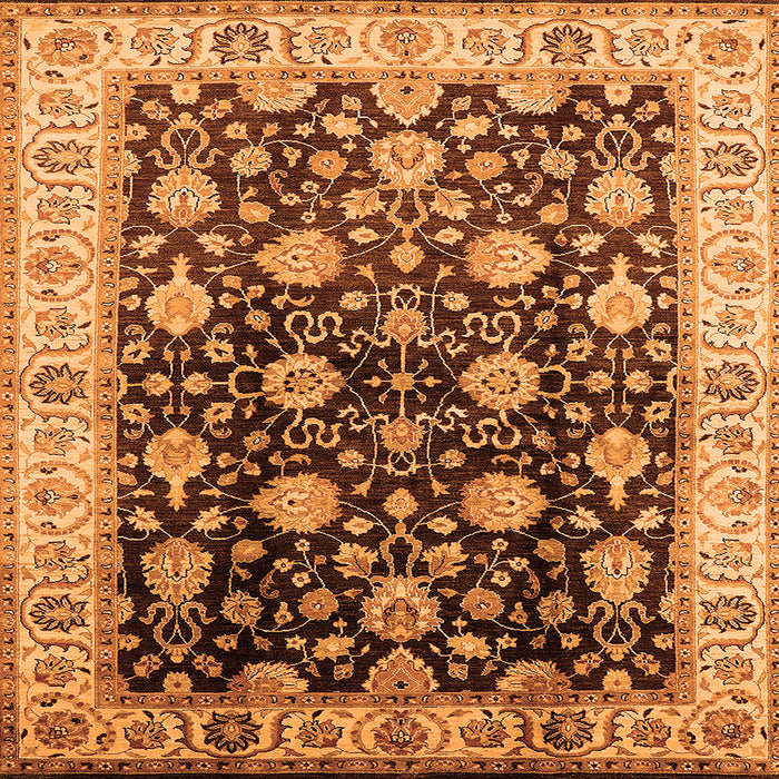 Square Oriental Orange Traditional Rug, urb2949org