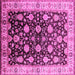 Square Machine Washable Oriental Pink Traditional Rug, wshurb2949pnk