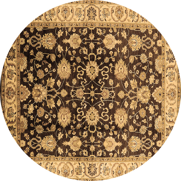 Round Machine Washable Oriental Brown Traditional Rug, wshurb2949brn