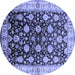 Round Machine Washable Oriental Blue Traditional Rug, wshurb2949blu