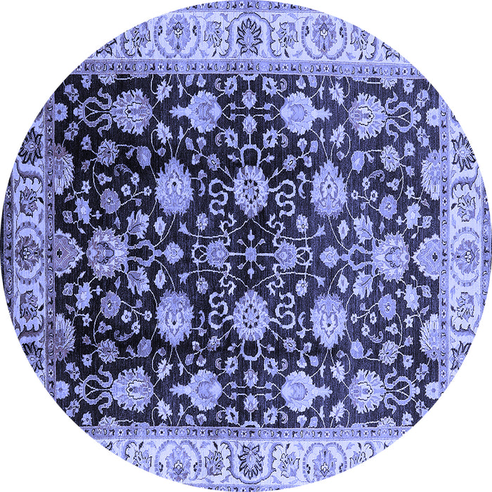 Round Oriental Blue Traditional Rug, urb2949blu