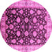 Round Oriental Pink Traditional Rug, urb2949pnk