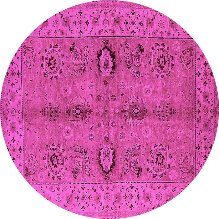 Round Machine Washable Oriental Pink Traditional Rug, wshurb2950pnk