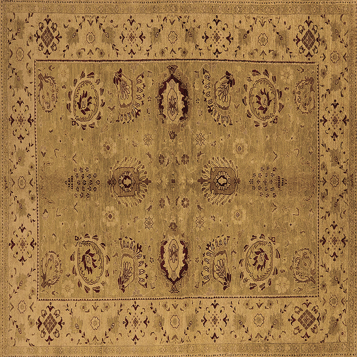 Square Oriental Brown Traditional Rug, urb2950brn