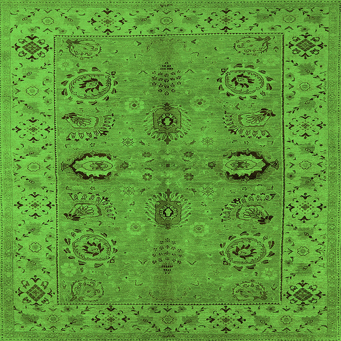 Square Oriental Green Traditional Rug, urb2950grn