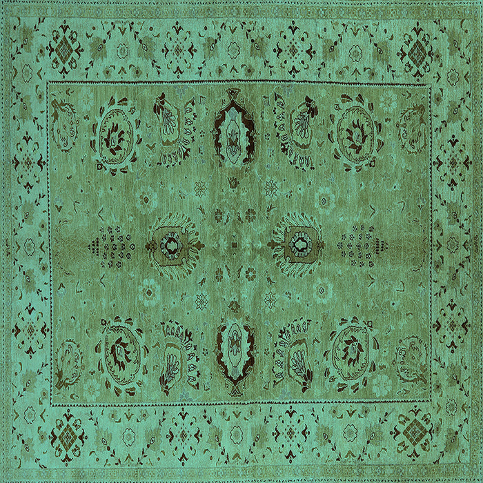 Square Machine Washable Oriental Turquoise Traditional Area Rugs, wshurb2950turq