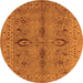 Round Oriental Orange Traditional Rug, urb2950org