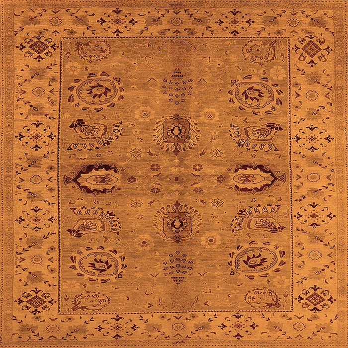 Square Machine Washable Oriental Orange Traditional Area Rugs, wshurb2950org