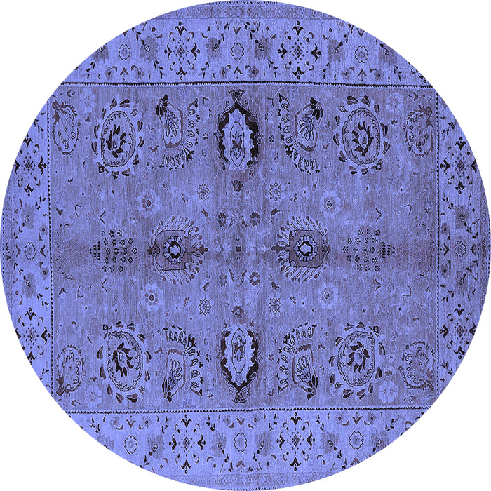 Round Oriental Blue Traditional Rug, urb2950blu