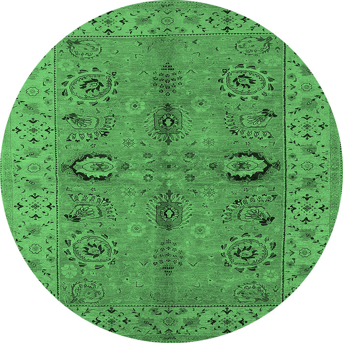 Round Oriental Emerald Green Traditional Rug, urb2950emgrn
