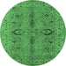 Round Oriental Emerald Green Traditional Rug, urb2950emgrn