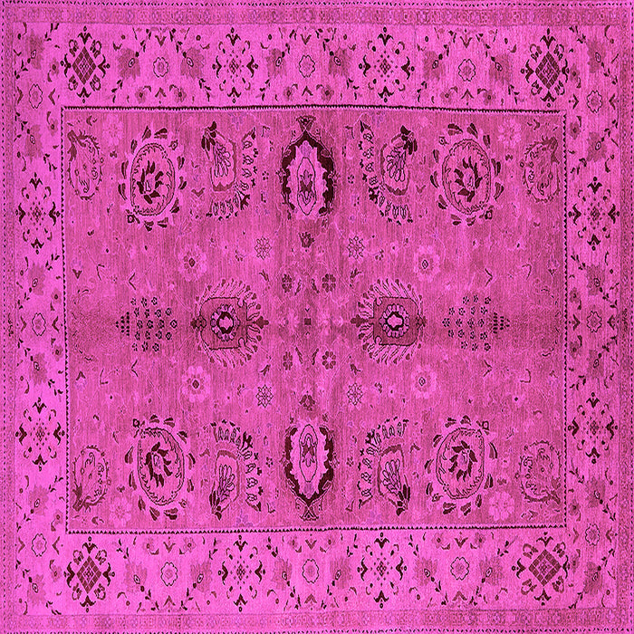 Square Machine Washable Oriental Pink Traditional Rug, wshurb2950pnk