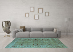 Machine Washable Oriental Light Blue Traditional Rug in a Living Room, wshurb2950lblu