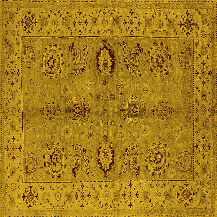 Square Machine Washable Oriental Yellow Traditional Rug, wshurb2950yw