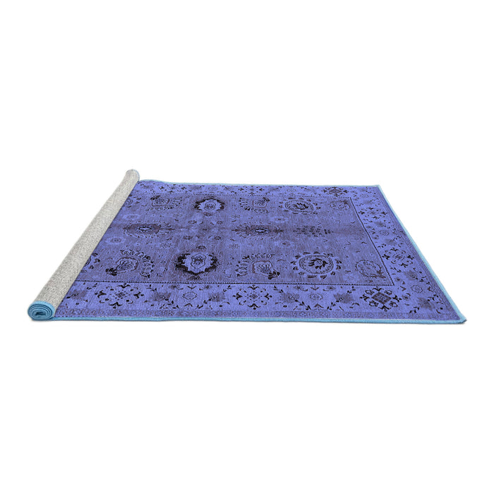 Sideview of Machine Washable Oriental Blue Traditional Rug, wshurb2950blu