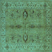 Square Oriental Turquoise Traditional Rug, urb2950turq