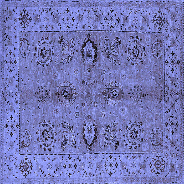Square Machine Washable Oriental Blue Traditional Rug, wshurb2950blu