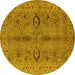 Round Oriental Yellow Traditional Rug, urb2950yw