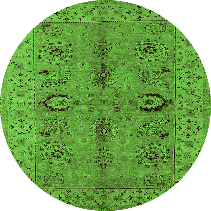 Round Oriental Green Traditional Rug, urb2950grn