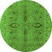 Round Oriental Green Traditional Rug, urb2950grn
