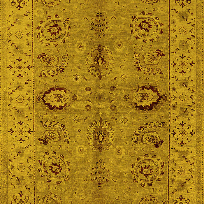 Machine Washable Oriental Yellow Traditional Rug, wshurb2950yw