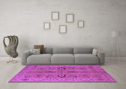 Machine Washable Oriental Purple Traditional Area Rugs in a Living Room, wshurb2950pur