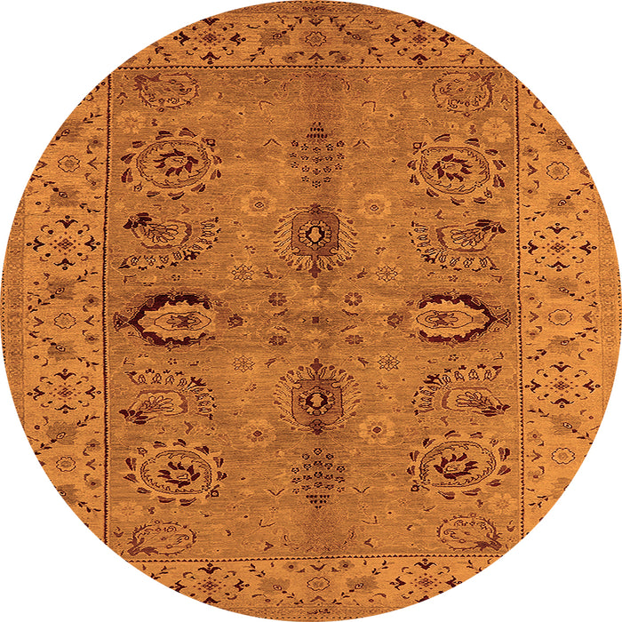 Round Machine Washable Oriental Orange Traditional Area Rugs, wshurb2950org