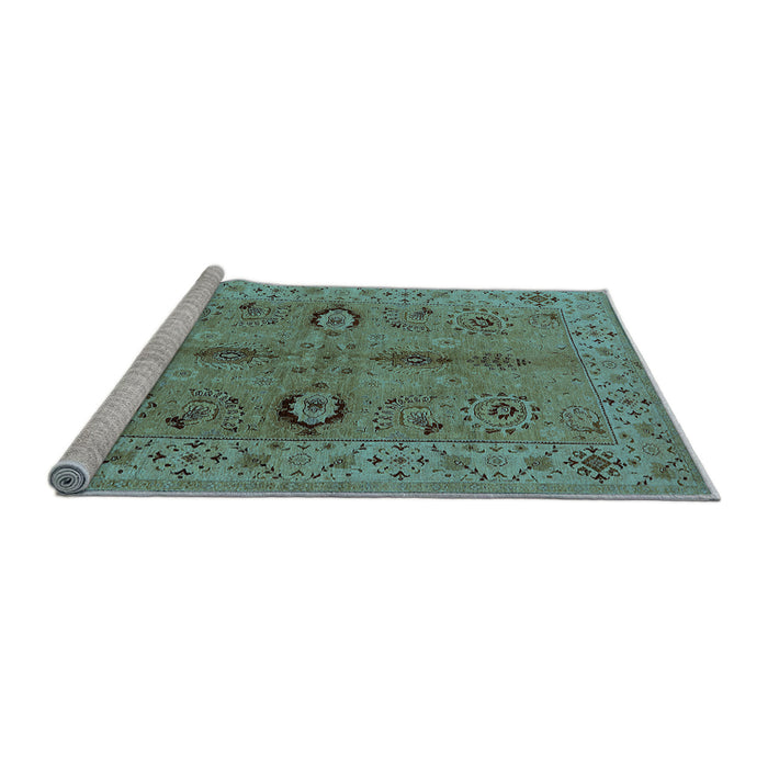 Sideview of Machine Washable Oriental Light Blue Traditional Rug, wshurb2950lblu
