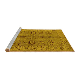 Sideview of Machine Washable Oriental Yellow Traditional Rug, wshurb2950yw