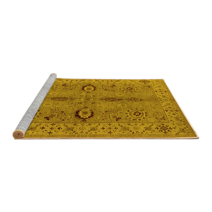 Sideview of Machine Washable Oriental Yellow Traditional Rug, wshurb2950yw
