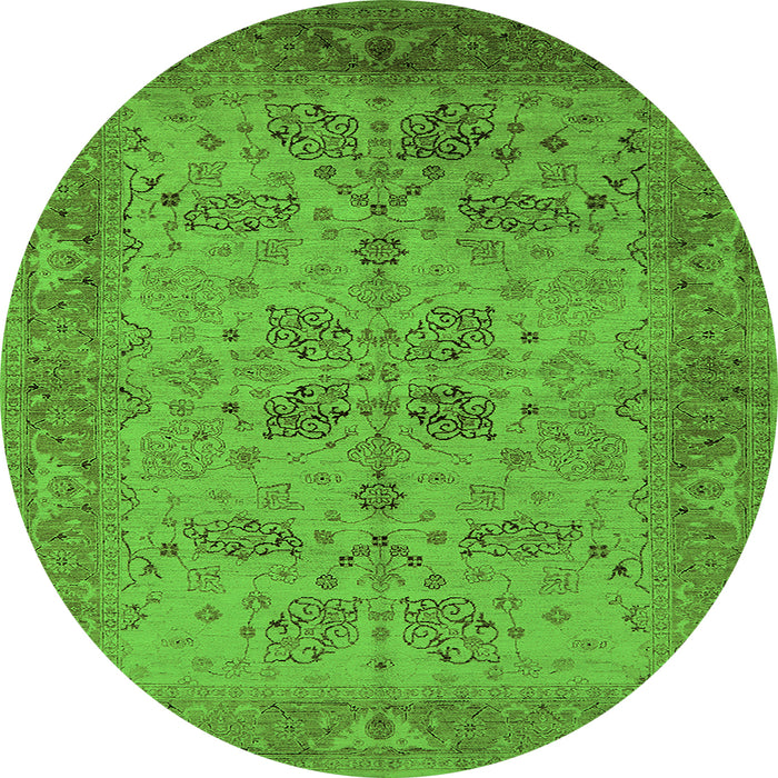 Round Oriental Green Traditional Rug, urb2951grn