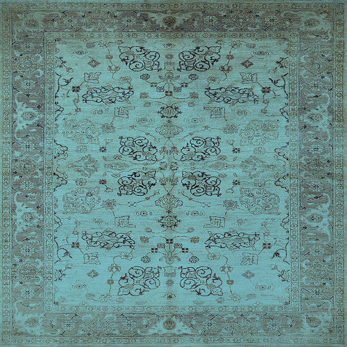Square Oriental Light Blue Traditional Rug, urb2951lblu