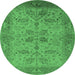 Round Oriental Emerald Green Traditional Rug, urb2951emgrn