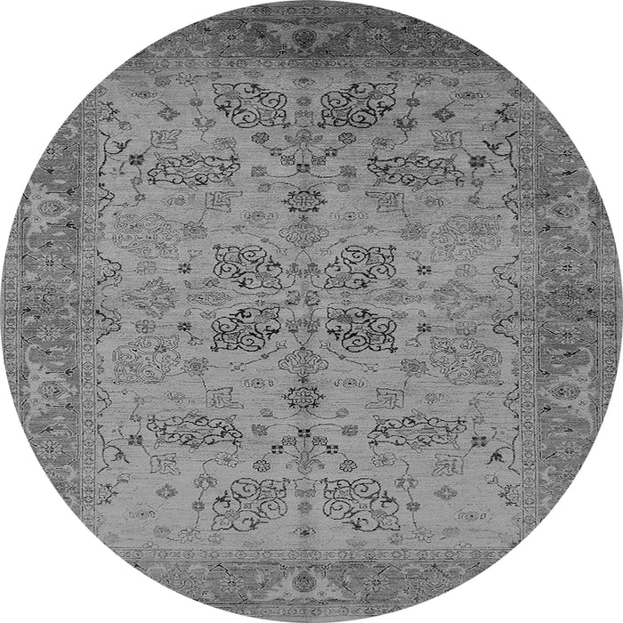 Round Machine Washable Oriental Gray Traditional Rug, wshurb2951gry