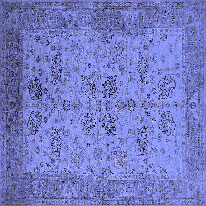 Square Oriental Blue Traditional Rug, urb2951blu