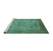 Sideview of Machine Washable Oriental Turquoise Traditional Area Rugs, wshurb2951turq