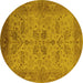 Round Oriental Yellow Traditional Rug, urb2951yw