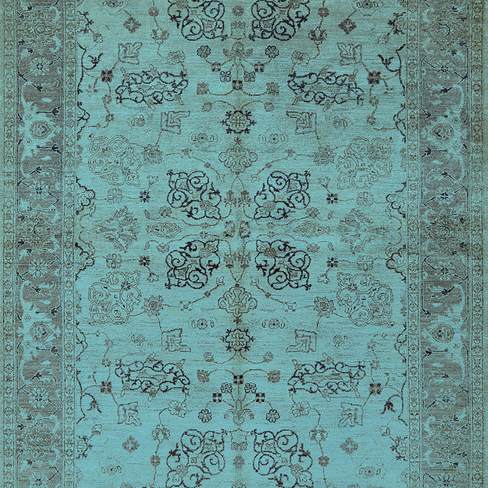 Machine Washable Oriental Light Blue Traditional Rug, wshurb2951lblu