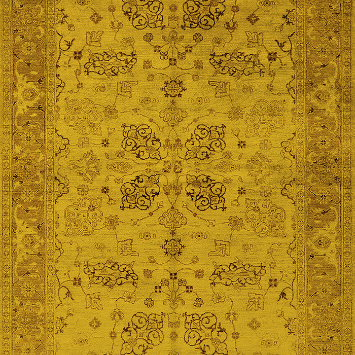 Machine Washable Oriental Yellow Traditional Rug, wshurb2951yw
