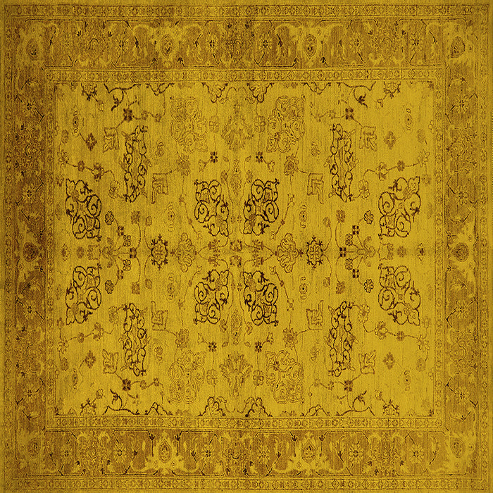Square Oriental Yellow Traditional Rug, urb2951yw