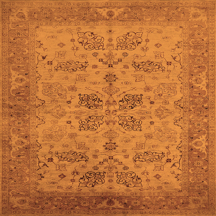 Square Oriental Orange Traditional Rug, urb2951org