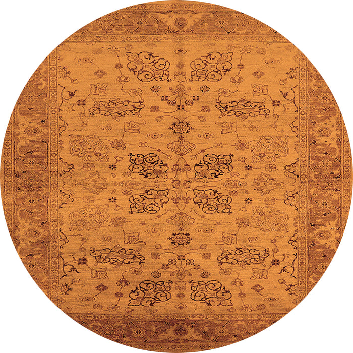 Round Oriental Orange Traditional Rug, urb2951org
