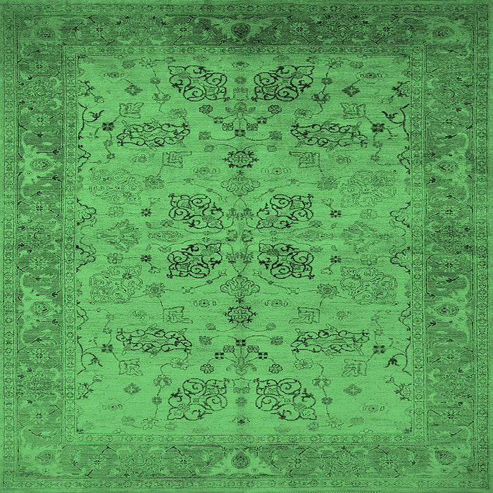 Square Oriental Emerald Green Traditional Rug, urb2951emgrn