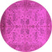 Round Oriental Pink Traditional Rug, urb2951pnk