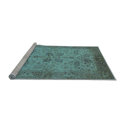 Sideview of Machine Washable Oriental Light Blue Traditional Rug, wshurb2951lblu