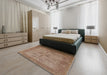 Mid-Century Modern Light Copper Gold Oriental Rug in a Bedroom, urb2951