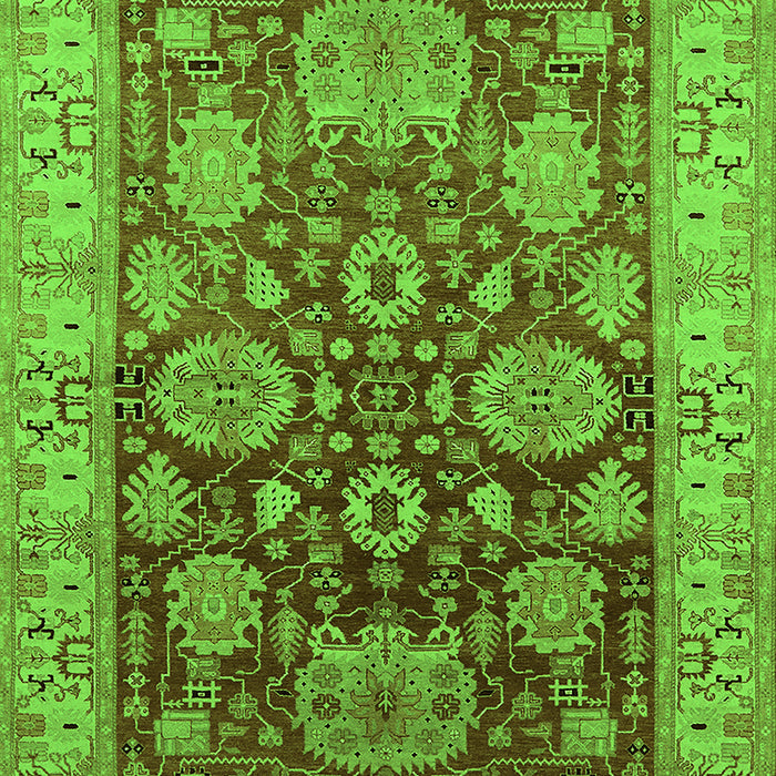 Machine Washable Oriental Green Traditional Area Rugs, wshurb2952grn